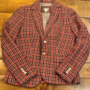 J Crew Houndstooth Blazer in Red and Black